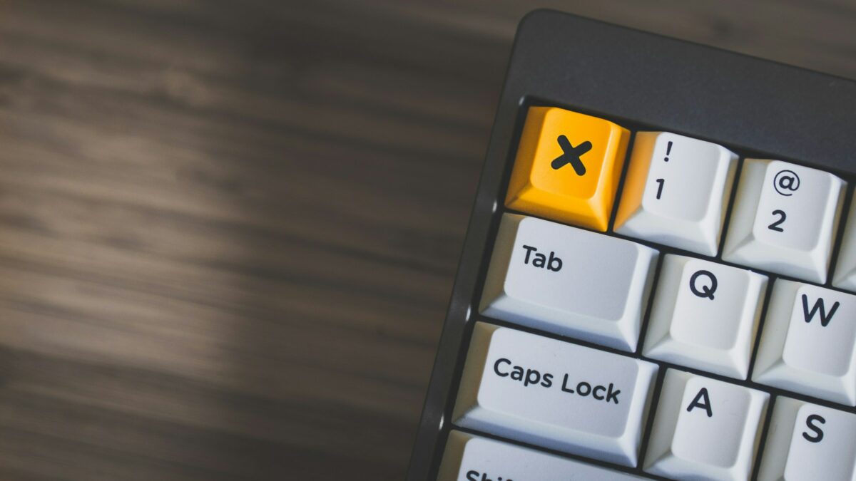 Picture of a keyboard with large yellow X button